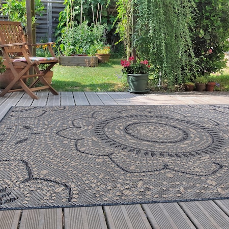 World Rug Gallery Medallion Design Indoor/Outdoor Area Rug 7'10'' x 10 Blue 415BLUE8X10